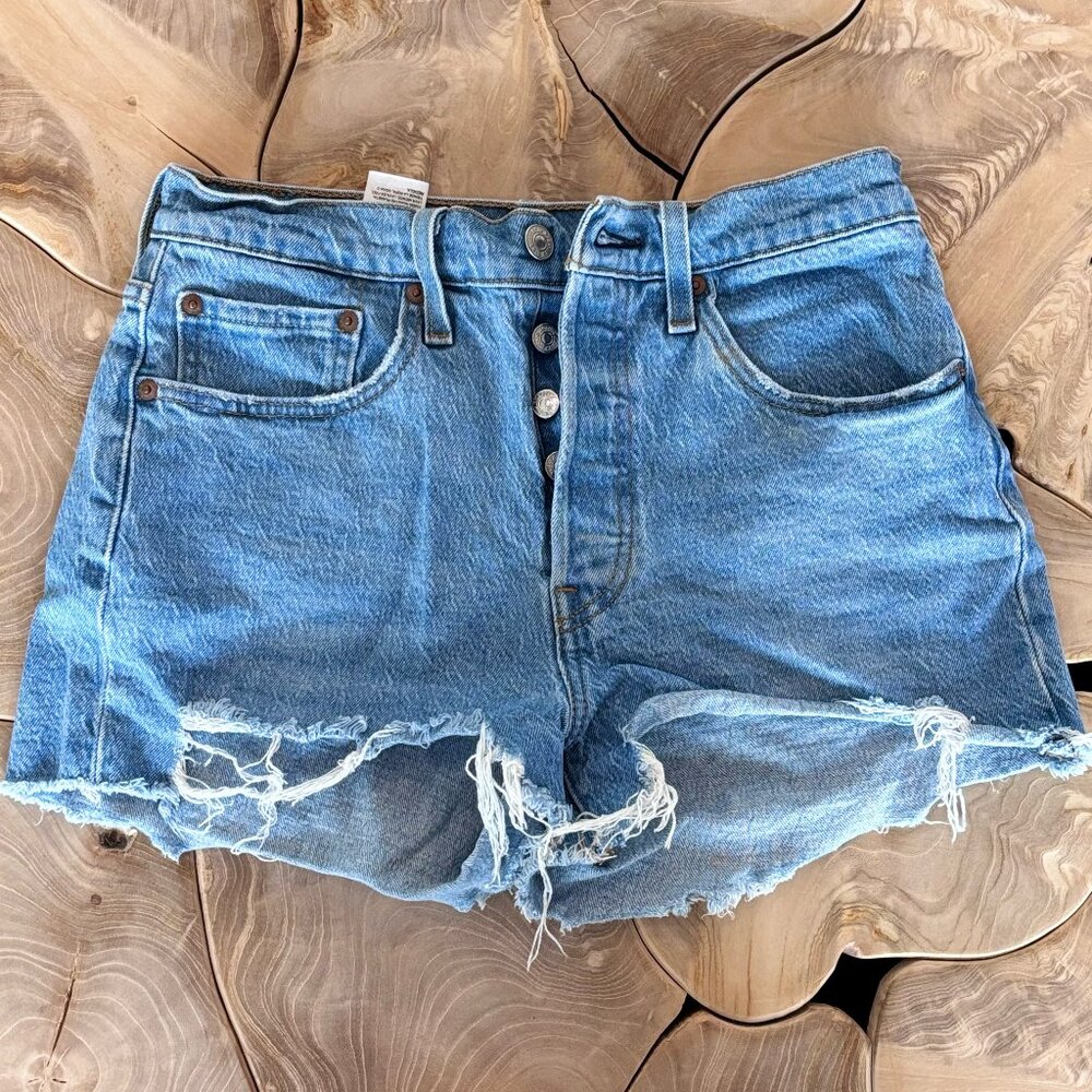 Levi's 501 Denim Shorts - Size 27 - Distressed, Button Fly